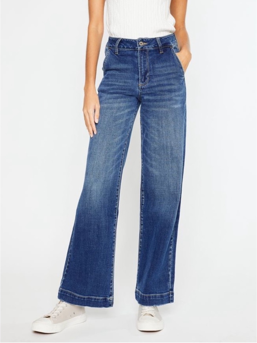 Kancan Trouser Wide Leg High-Rise Women Jeans in Medium Blue Size 27 KC7127M